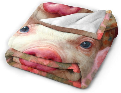 Pink Pig Blanket Cute Pig Throw Blanket Soft Cozy Fleece Fuzzy Stuffed Plush Flannel Animal Gifts for Girls Women Boys Kids Adults 60"X80"