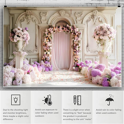 YongFoto Wedding Backdrop 6x4ft Flower Arch Door European Style Photography Background Mr Mrs Marriage Engagement Bridal Shower Wedding Ceremony Reception Party Decor Banner Portrait Photoshoot