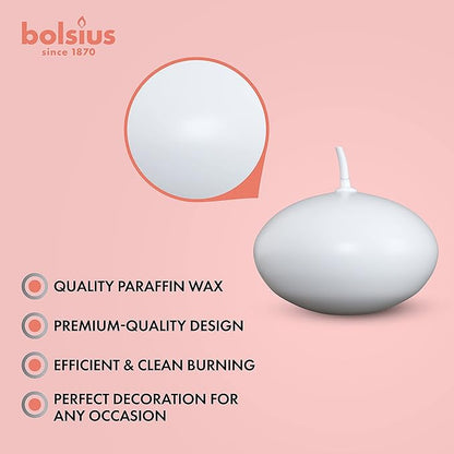 BOLSIUS White Floating Candles - Bulk Case of 16 Packs = Total 320 Candles - 5 Hours - Premium European Quality - Consistent Smokeless Flame