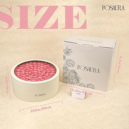 Rosaura Round Preserved Roses Gift Box - Real Forever Flowers for Birthday, Valentine's & Mother's Day (Pink, 100 Roses)