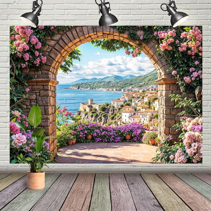 Garden Backdrop, Colorful Flower Floral Blossom Newborn Baby Shower Party Supplies Decoration Background Portrait Photoshoot Home Wall Decor Photo Studio Props 6x4ft