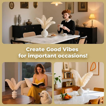 Piokio 10 pcs Natural Champagne Ostrich Feathers 14-16 inch(35-40 cm) Bulk for Wedding Party Decoration Gatsby Decorations