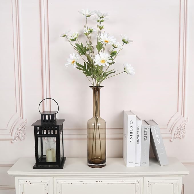 White Artificial Daisy Flowers 6Pcs 29.52” Long Stem Faux Daisies 36 Heads Fake Wild Flowers for Tall Vase Living Room Bedroom Bridal Bouquets Table Centerpieces(White)