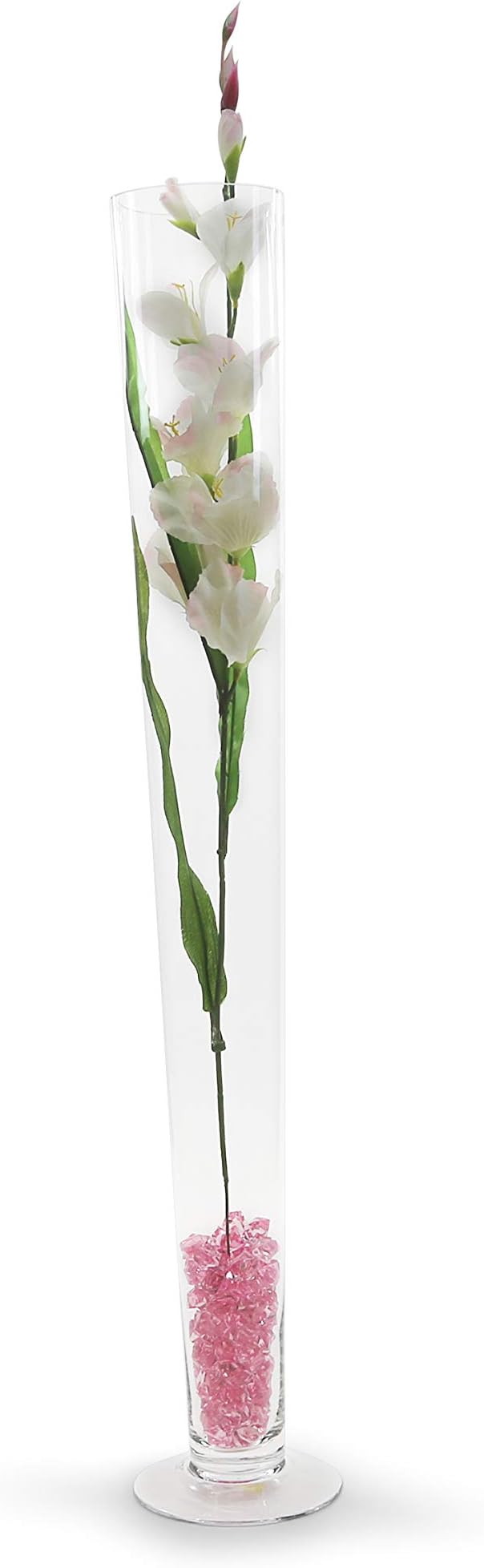 WGV Trumpet Glass Vase Bulk, Open 5", Height 31.5", (Multiple Sizes Choices) Clear Tall Pilsner Floral Planter Container Centerpiece, Wedding Event Home Decor, 4 Pieces (VTV0432)