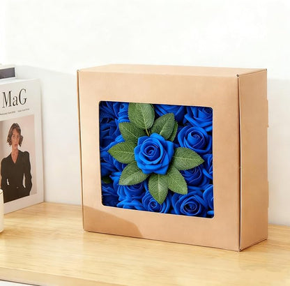 60Pcs Artificial Rose Flowers, Real Looking Fake Roses for Decorations, Foam Rose Bulk with Stems for DIY Wedding Bouquets Floral Arrangements Bridal Shower Party Home Decor (60, Navy Blue)