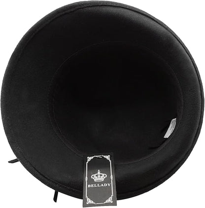 Bellady Women's Elegant Flower Wool Cloche Bucket Bowler Hat