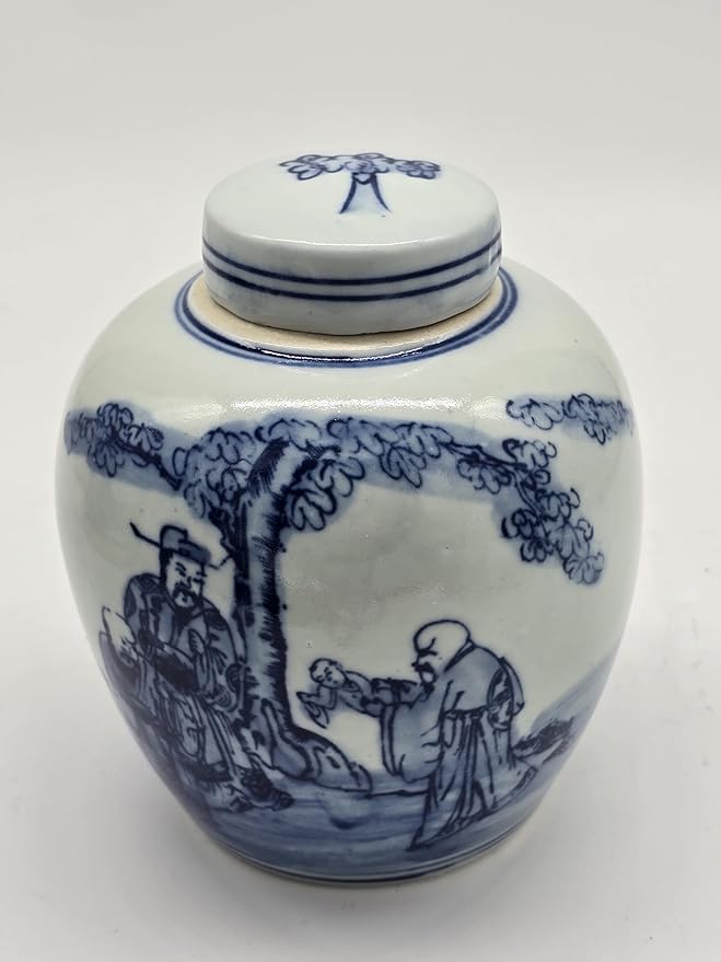 Retro Antique Like Style Blue and White Porcelain ancients Ceramic Covered Jar Vase, Ginger Jar,China Ming Style, Jingdezhen (LJ8)