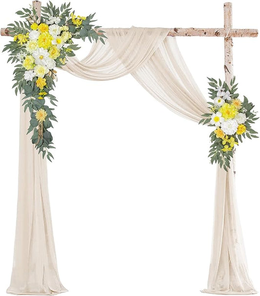 Arch Flowers with Drapes Kit (Pack of 3) for Wedding Ceremony Arbor and Reception Backdrop Decoration Wedding Welcome Signs Floral Birthday Party Decoration