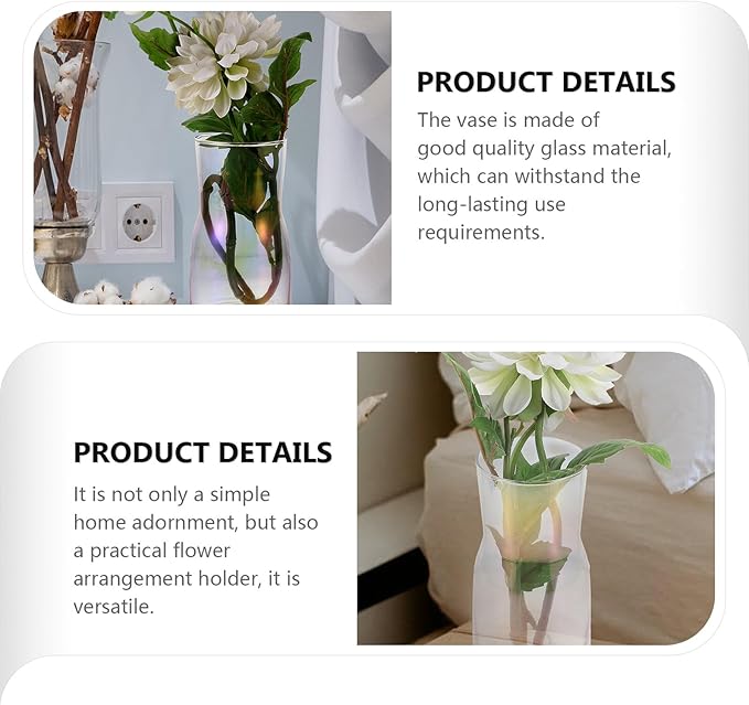 Transparent Iridescent Glass Vase Chic Floral Arrangement Decor for Desktop Flower Centerpieces Modern Simple Home Ornament