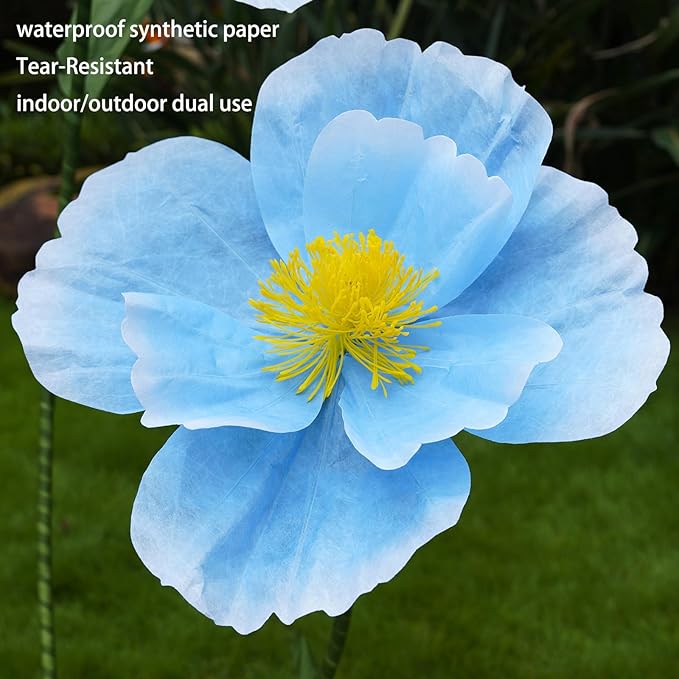 Giant Flowers for Decoration,Large Paper Flowers with Stand,Artificial Flowers for Home Decor,Wedding Background Decor,Shop Window Display,Photography Props,Banquet Party (Blue)