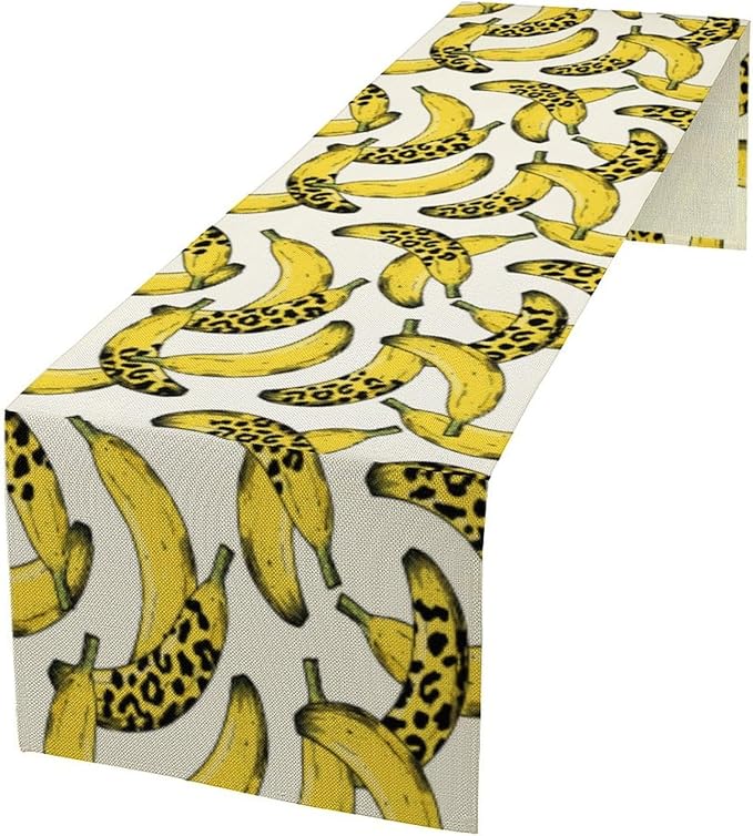 Banana Fruit Table Runner, Kitchen Dining Table Decor,Tropical Fruit Palm Leaves Table Runners for Indoor Outdoor Home Farmhouse Holiday Wedding Birthday Party Decoration, 13 x70 Inch