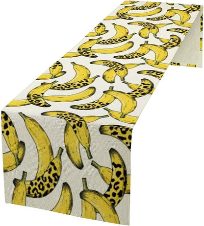 Banana Fruit Table Runner, Kitchen Dining Table Decor,Tropical Fruit Palm Leaves Table Runners for Indoor Outdoor Home Farmhouse Holiday Wedding Birthday Party Decoration, 13 x36 Inch