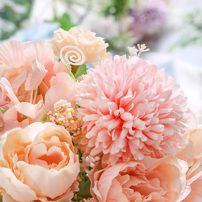 ASTRYAS Pink Peonies Artificial Flowers, 12Pcs Fake Peonies Silk Hydrangea Bouquet for Decoration Faux Peonies Bulk for Florals Arrangements Wedding Party Table Shower (12, Light Pink)