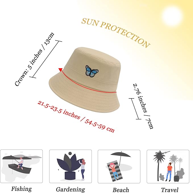 ZLYC Unisex Fashion Embroidered Bucket Hat Summer Fisherman Cap for Men Women