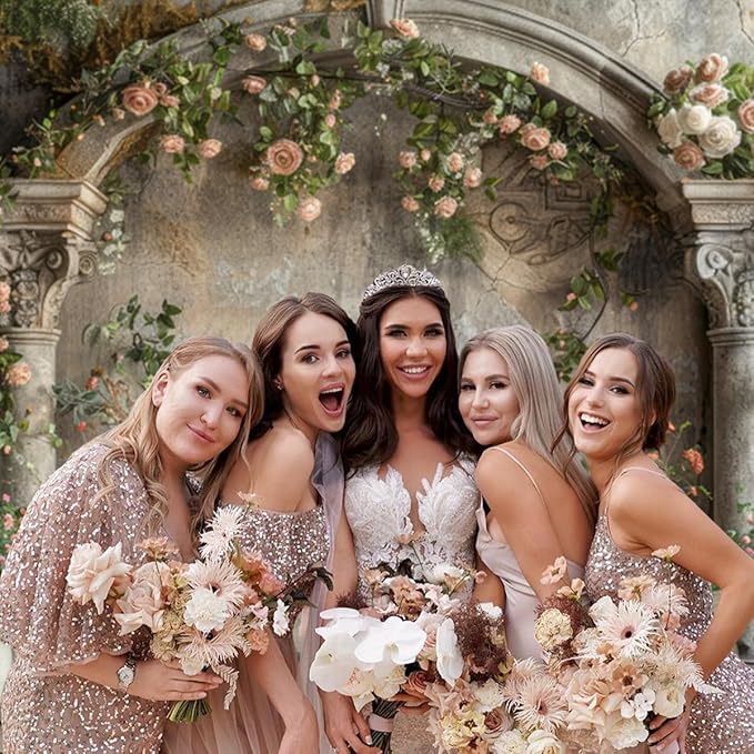 7x5ft Vintage Flower Building Backdrop Blooming Pink Roses Floral Wildflower Medieval Building Background for Mothers Day Bridal Shower Baby Shower Birthday Women Couples Portrait