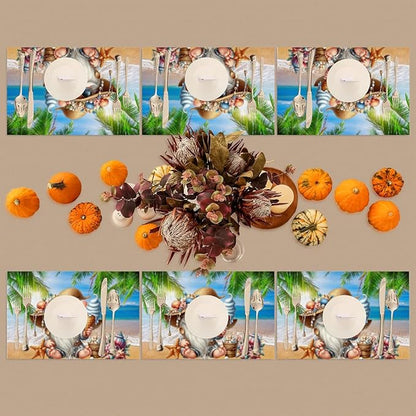 PVC Placemats Set of 1 Summer Gnomes Cute Wipeable Table Mats Washable Heat Resistant Non Slip Vinyl Dining Table Mat for Kithen Indoor Outdoor Patio Farmhouse Place Mats Decorative