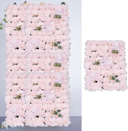 3D Flower Wall Panel Floral Backdrop,6PCS Artificial Flower Wall Background Silk Rose Mat, Artificial Flower Backdrop Faux Flower Panel for Wedding