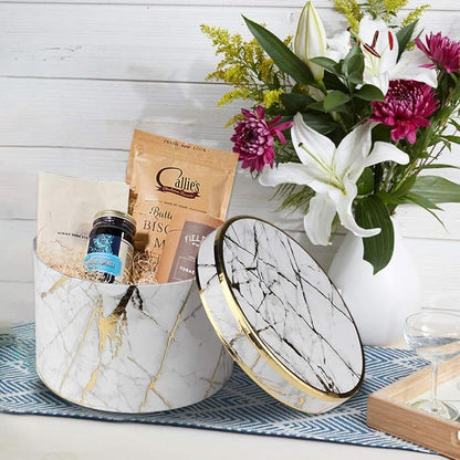 Briful Round Gift Boxes with Lids Set of 4 Marble White Gift Box Assorted Sizes Nesting Gift Boxes for Presents Birthday Bridesmaid Wedding Valentines Christmas Party Favor Boxes