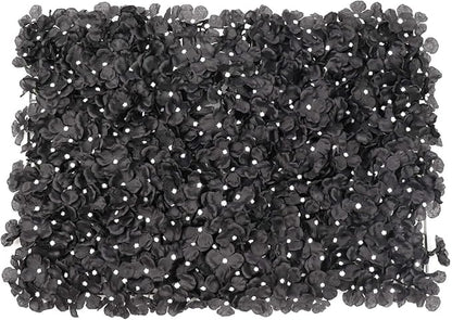 Efavormart Black UV Protected Hydrangea Flower Wall Mat Backdrop 4 Artificial Panels - 11 Sq ft.