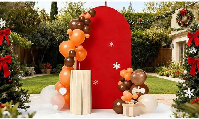 Red 7.2 FT Arch Backdrop Cover, Chiara Backdrop Covers, Red Arch Cover for Christmas Birthday Wedding Party Decoration