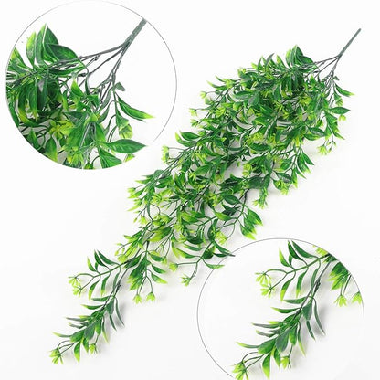 PASYOU Artificial Hanging Plant for Outdoor Decor, Fake Vine Faux Plants Plastic Ivy Leaves Foliage UV Resistant Greenery Flowers Home Garden Indoor Door Wall Wedding Party Decoration - Green 4 Pack