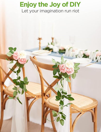 InnoGear Artificial Flowers, 50 Pcs Cream Foam Fake Roses Bulk with Stems for Decoration DIY Wedding Bouquets Centerpieces Bridal Shower Party Christmas Tree