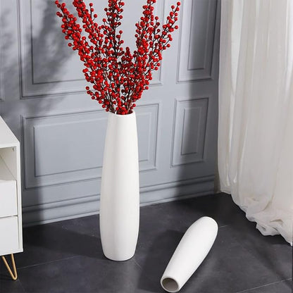 White Ceramic Tall Floor Vase 28 Inches,Flower Holder Decorative Large Vases for Table Centerpieces Shelf Home Decor Living Room Branches Sky-Dried Flower Arrangement Simple Decorative