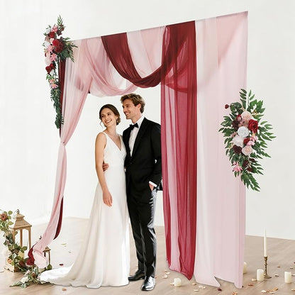 Artificial Wedding Arch Flowers Kit (Pack of 5),2pcs Artificial Hanging Flower Arch Decor,for Wedding Ceremony Arbor Reception Backdrop Rose Floral Party Outdoor Decoration Red