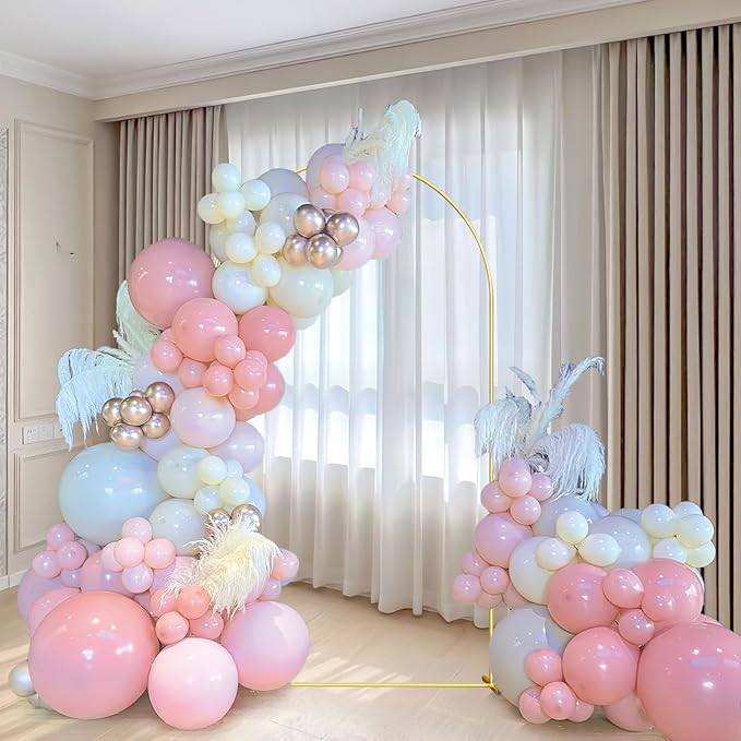 Wedding Arch Backdrop Stand 6FT Gold Wedding Balloon Arched Backdrop Stand Square Arch Frame for Birthday Party Bridal Baby Shower Ceremony Decoration, ZG02-3