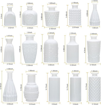 Brajttt Glass Bud Vase Set of 18,Small Glass Vintage Vases for Flowers,White Bud Vases in Bulk for Rustic Wedding Decor,Table Centerpieces,Decor Centerpiece for Bathroom