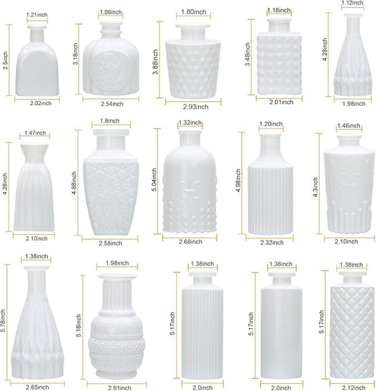 Brajttt Glass Bud Vase Set of 18,Small Glass Vintage Vases for Flowers,White Bud Vases in Bulk for Rustic Wedding Decor,Table Centerpieces,Decor Centerpiece for Bathroom