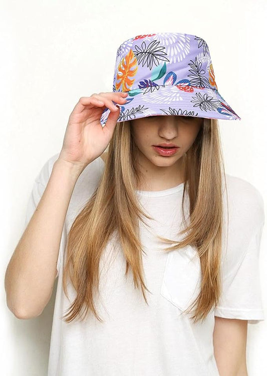 Bucket Hat for Women Men, Cotton Reversible Double Side Wear Sun Hats Beach Fisherman Hat