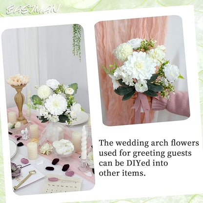 2pcs Wedding Arch Flowers,Wedding Welcome Sign,centerpieces for Tables,Reception Backdrop Table Decorations Welcome Sign (White)