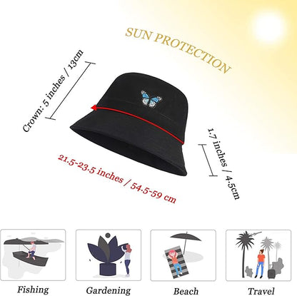 ZLYC Unisex Fashion Embroidered Bucket Hat Summer Fisherman Cap for Men Women