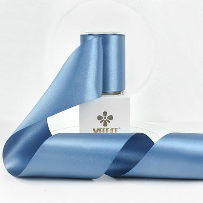 MEEDEE Smoke Blue Satin Ribbon Lux Double Faced Satin Ribbon 3 Inch Dusty Blue Ribbons by 10 Yards Smoke Blue Ribbons for Crafts, Christmas Tree, Flower Bouquet, Weddings, Bow Making