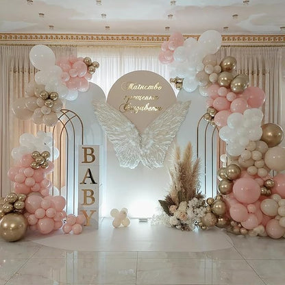 Blush Pink Balloons 60 Pcs 12 Inch Dusty Pink White Sand Latex Balloon Retro Pink Nude Cream Clear Balloons for Bridal Baby Girls Shower Boho Bachelorette Birthday Wedding Party Decorations