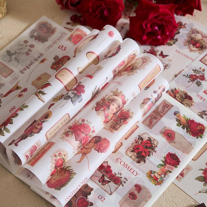 Snycler Sticker Book - 24 Sheets Vintage PET Stickers for Scrapbooking, Junk Journaling, Ephemera, and Decorative Crafts - Pre-Cut Floral Design Stickers Vintage-4