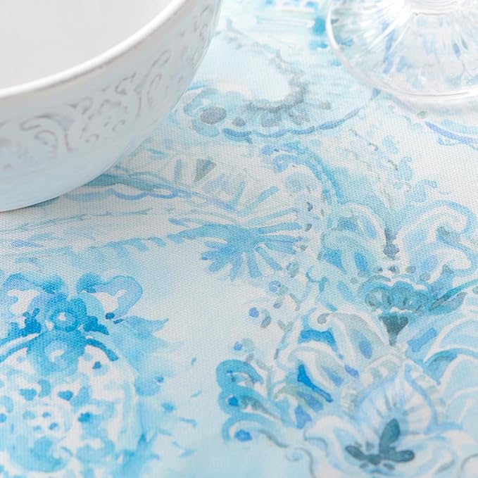 Maison d' Hermine Table Runners 100% Combed Cotton 14.50 Inch x 72 Inch Premium Tablerunner, Decorative Table Runner, Buffet Parties & Camping, Paisley Blues (Double Layer)