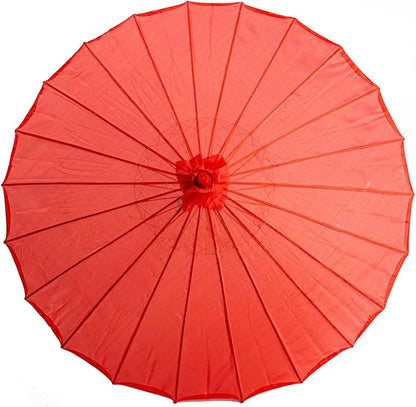 THY COLLECTIBLES 33" Japanese Chinese Umbrella Parasol for Wedding Parties, Photography, Costumes, Cosplay, Decoration and Other Events - Solid Color (Red)