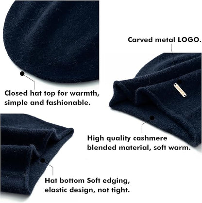 QUEENFUR Knit Slouchy Beanie Hats for Women Cashmere Ski Cap Knitted Wool Soft Warm Winter Hat