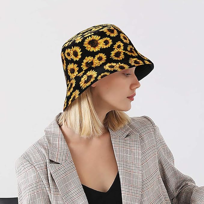 XYIYI Cute Bucket Hat Beach Fisherman Hats for Women, Reversible Double-Side-Wear