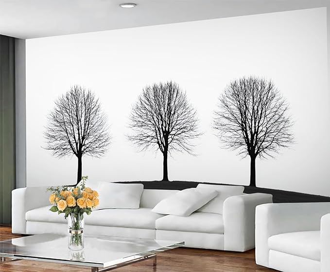 KIREUPA Minimalist Tree Wall Mural, Elegant Tree Silhouette Poster 3d Wall Murals, Modern Forest Wallpaper Mural, for Living Room Bedroom Large Wallpaper Indoor Decor 118" W x 82.6 "H