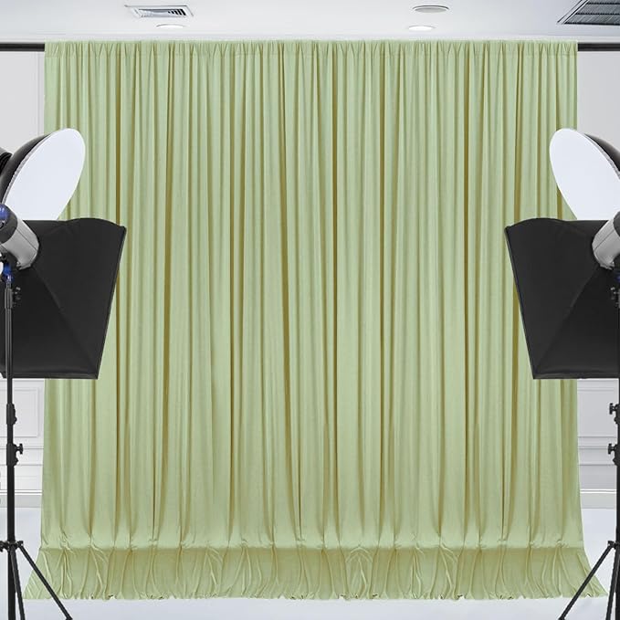 10x7ft Wrinkle Free Sage Green Backdrop Curtain for Parties Soft Fabric Drapes Wedding Curtain Backdrop for Birthday Party Decorations Background for Photography 5x7ft, 2 Panels