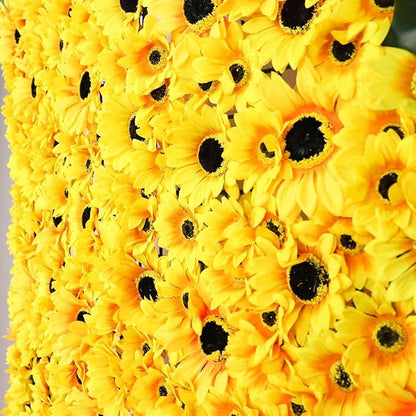 Efavormart 11 Sq ft. | 4 Panels Artificial Sunflower Wall Mat Backdrop, Flower Wall Decor, Indoor/Outdoor UV Protected
