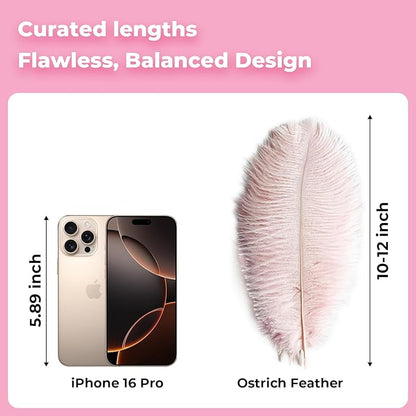 Piokio 20pcs Natural Light Pink Ostrich Feathers 10-12 inch (25-30cm) Bulk Feathers for Home Decoration and DIY Clothing and DIY Clothes Decoration, Gatsby Decorations