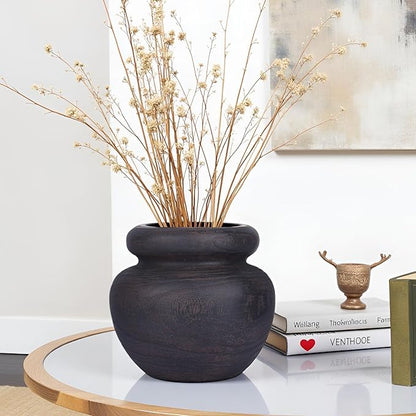 Large Rustic Vase,Minimalist Vintage Decorative Farmhouse Floor Flower Vase for Home Decor,Living Room,Shelf Decor,Enterway,Wedding,Dining Table Centerpiece Decoration,Antique Wabi-Sabi Decor (Brown)