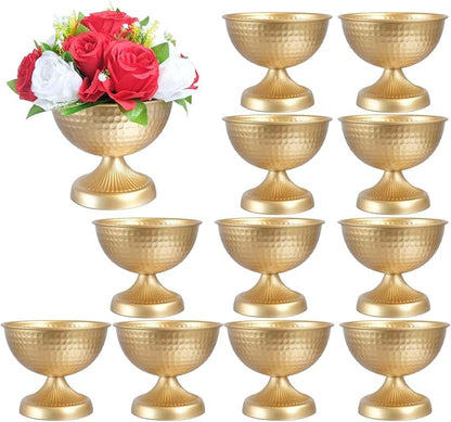 6.5 inch 12 pcs Brass Vase Bowl Gold Centerpieces for Tables Wedding Party Event Gold Accent Decorative Bowl Vintage Style