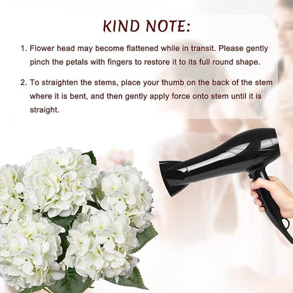White Hydrangea Artificial Flowers Large Artificial Hydrangeas Silk Flower for Home Decor Indoor Wedding Flower Bouquets Faux Flowers Kitchen Centerpiece Table Decorations