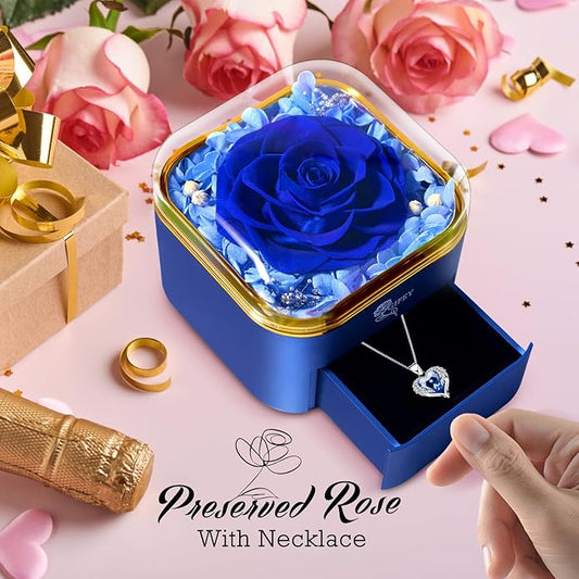 Mothers Day Mom Gifts,Eternal Rose Flower with Necklace Gifts for Women,Mother, Grandma,Wife and Girlfriend, Birthday Gift,Wedding, Thanksgiving Gift