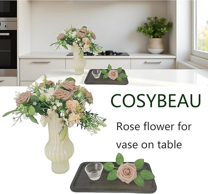 Artificial Flowers 25pcs Fake Roses, Caramel Foam Rose Faux Flower for DIY Wedding Bouquets Bridal Shower Centerpieces Floral Arrangements Home Decorations Party Backdrops Table